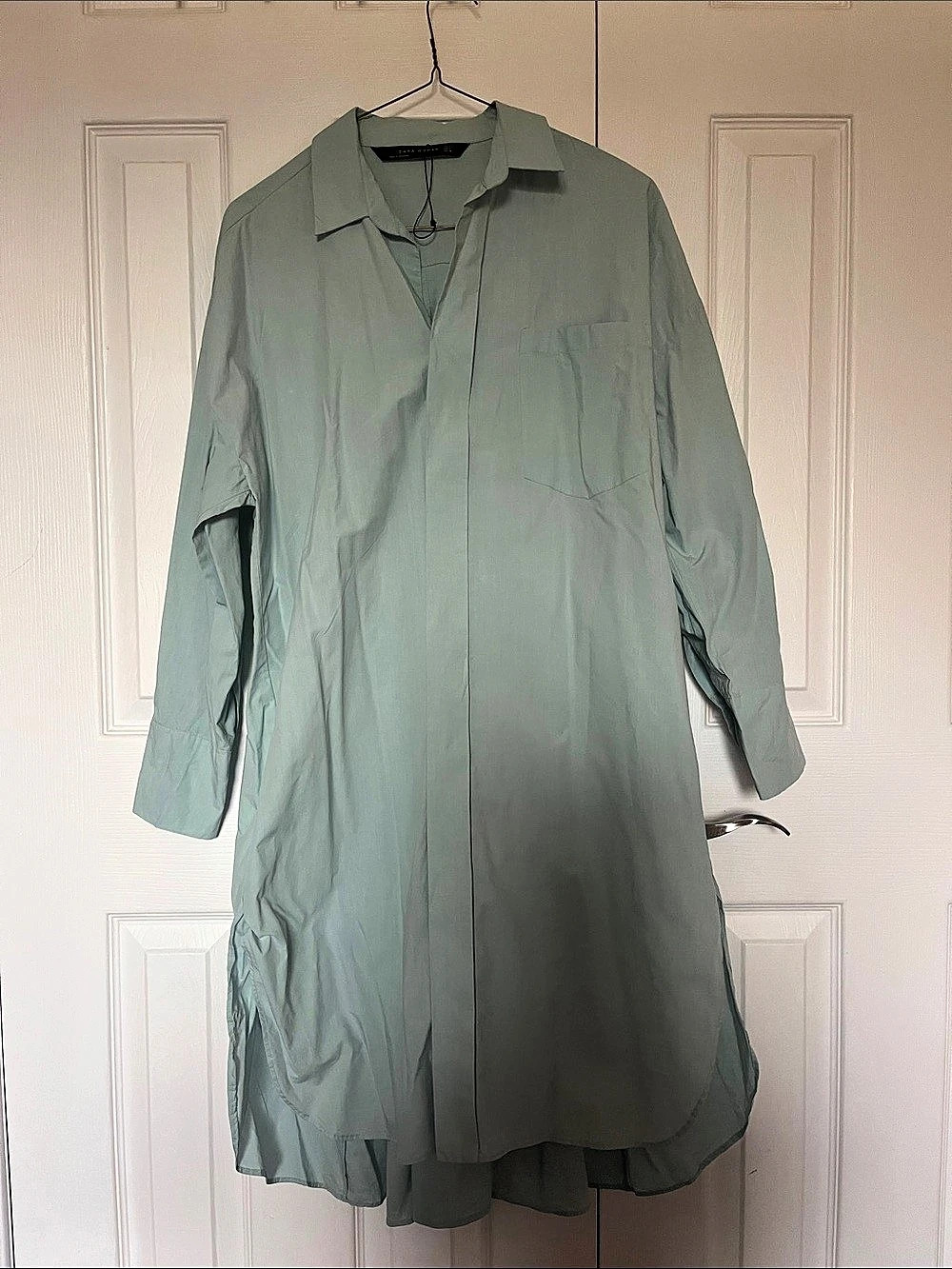 Zara Woman Women's Long Sleeve Tunic in Green Size Medium